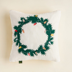 Świąteczna poduszka dekoracyjna Świąteczny Wieniec - Kremowa