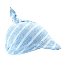 Chusteczka z daszkiem lniana niebieskie paski