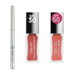 TULI LABS zestaw (kredka do ust 01, pomadka kolagenowa SPF30 Pure Nude 11ml, olejek do ust SPF50 Sweet Carmel 7ml)